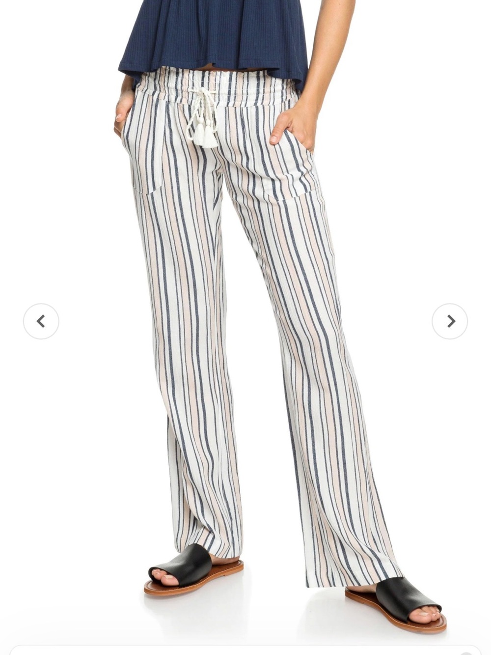 Roxy Oceanside Striped Beach Pants in White and Gray Size XS